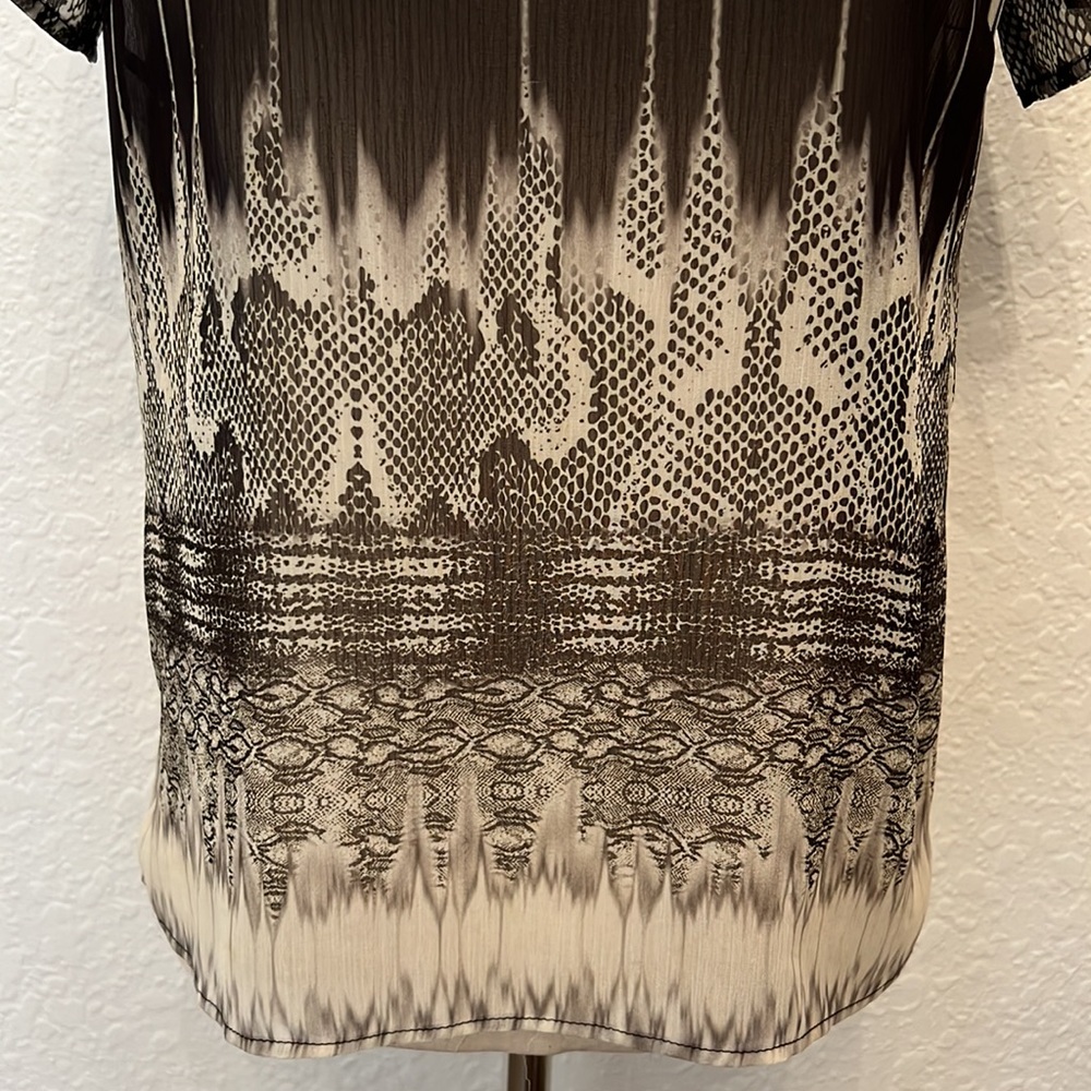 GENERATION LOVE‎ NY Sheer Top Snake Print Faux Leather Made USA Fitted  S - Picture 8 of 17